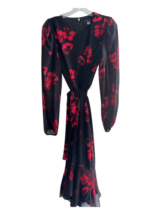 Tommy Hilfiger Size 6 Black & Red Polyester Blend Round Neck Back Zip Dress Black & Red / 6