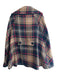 Cejon Brown, Red, & Blue Polyester Blend Plaid Button Front Collar Cape Brown, Red, & Blue / S/M