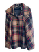Cejon Brown, Red, & Blue Polyester Blend Plaid Button Front Collar Cape Brown, Red, & Blue / S/M
