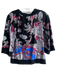 Red Size S Black & Multi Rayon Blend V Neck 1/2 Sleeve Paisley Print Knit Top Black & Multi / S