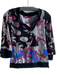 Red Size S Black & Multi Rayon Blend V Neck 1/2 Sleeve Paisley Print Knit Top Black & Multi / S