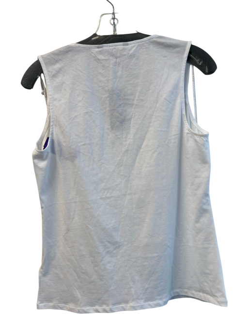 Lauren Ralph Lauren Size S/P White Cotton Sleeveless V Neck Tassel Detail Top White / S/P