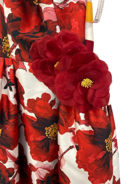 Wayne Clark Size 4 Red, Yellow, White Polyester Strapless Floral Print Gown Red, Yellow, White / 4