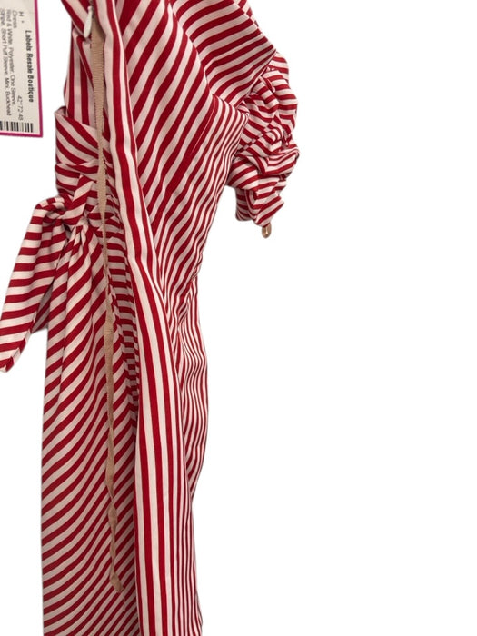 Fame and Partners Size 4 Red & White Polyester One Sleeve Stripe Mini Dress Red & White / 4
