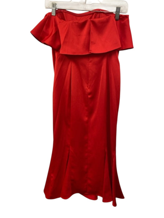 Liv Foster Size 2 Red Polyester Strapless Ruffle Popover Knee length Dress Red / 2