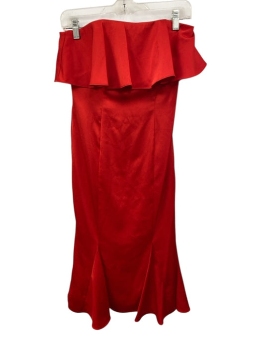 Liv Foster Size 2 Red Polyester Strapless Ruffle Popover Knee length Dress Red / 2