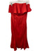 Liv Foster Size 2 Red Polyester Strapless Ruffle Popover Knee length Dress Red / 2