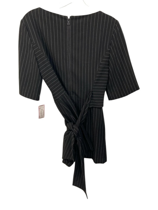 Alice + Olivia Classics Size 4 Black & Gray Polyester & Viscose Pinstripe Romper Black & Gray / 4
