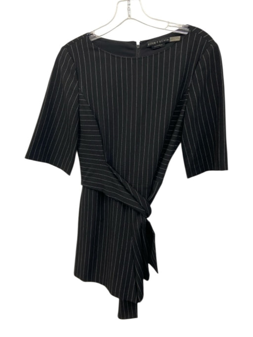Alice + Olivia Classics Size 4 Black & Gray Polyester & Viscose Pinstripe Romper Black & Gray / 4