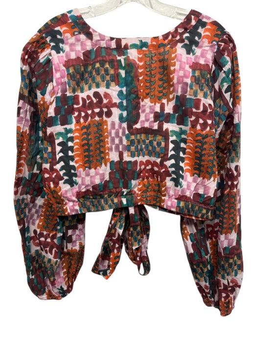 By Anthropologie Size 18 Purple & Multi Cotton Brushstroke Print Wrap Skirt Set Purple & Multi / 18