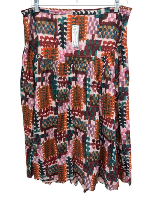 By Anthropologie Size 18 Purple & Multi Cotton Brushstroke Print Wrap Skirt Set Purple & Multi / 18