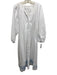 Lake Size XL White & Blue Cotton Blend Button Front Embroidered Detail Dress White & Blue / XL