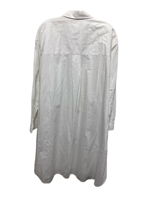 Maeve Size XL White Cotton Collared Button Front Long Sleeve Shirt Dress White / XL
