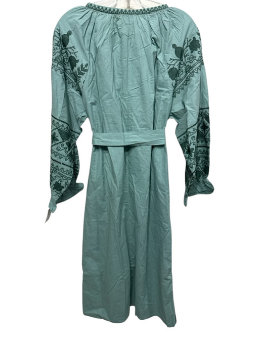 Julia Amory Size XXL Pale Green Cotton Embroidered Long Balloon Sleeve Dress Pale Green / XXL