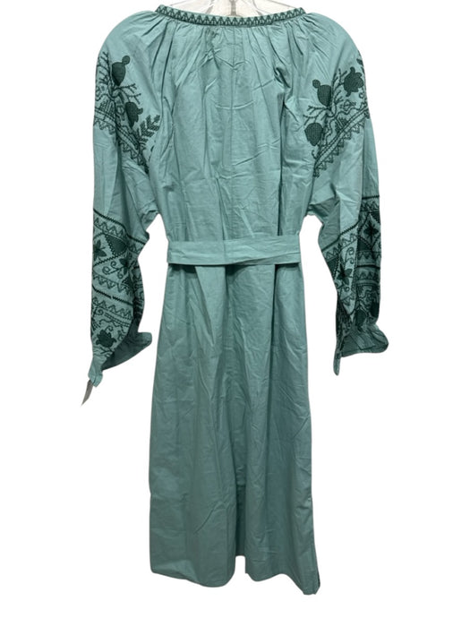 Julia Amory Size XXL Pale Green Cotton Embroidered Long Balloon Sleeve Dress Pale Green / XXL