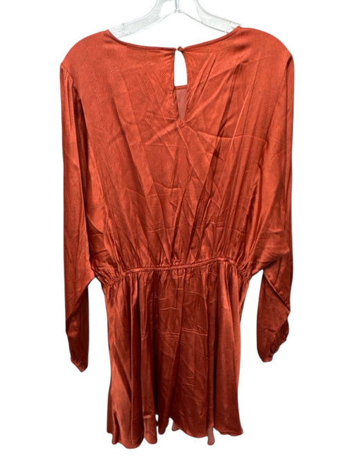 Caballero Size M Orange Viscose Blend Satin Long Balloon Sleeve Dress Orange / M