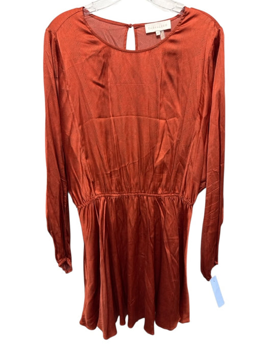 Caballero Size M Orange Viscose Blend Satin Long Balloon Sleeve Dress Orange / M