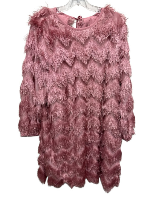Hutch Size 1X Pink Polyester Chevron Fringe 3/4 Sleeve Keyhole Back Dress Pink / 1X