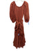 Erika Pena Size S/M Rust Orange Cotton 1/2 Balloon Sleeve Elastic Neck Dress Rust Orange / S/M