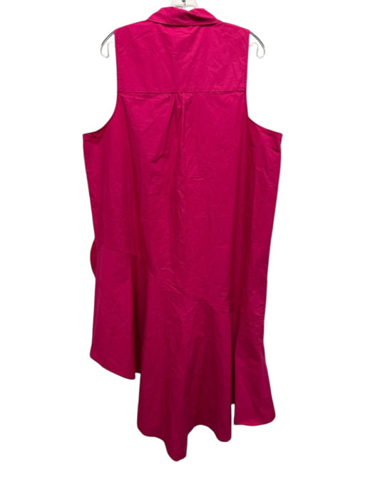 Maeve Size 1X Fuchsia Cotton Sleeveless Collared Button Front Asymmetrical Dress Fuchsia / 1X