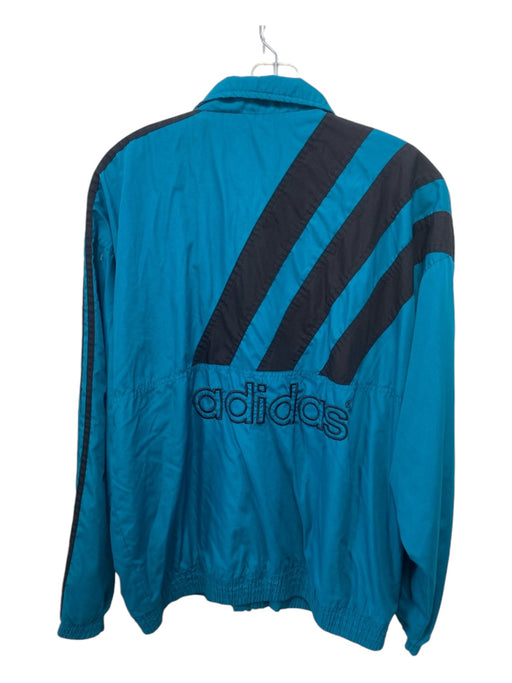 Adidas Vintage Size M Teal & Black Synthetic Solid Windbreaker Zip Up Jacket M