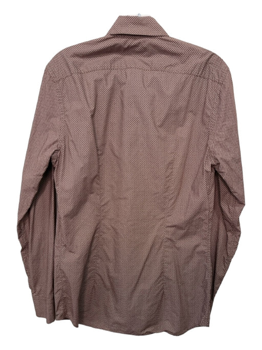 Prada Size 15.5 Brown & Blue Cotton Dots Button Down Men's Long Sleeve Shirt 15.5