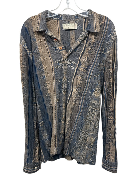 Coogi AS IS Size M Blue & Multi All Over Print Button Down Long Sleeve Shirt Blue & Multi / M