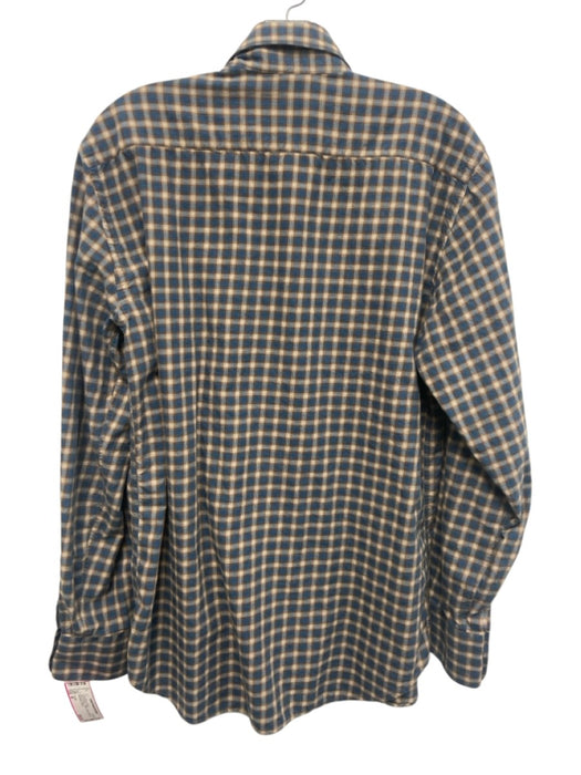 Canali Size M Blue & Brown Cotton Plaid Button Up Men's Long Sleeve Shirt Blue & Brown / M