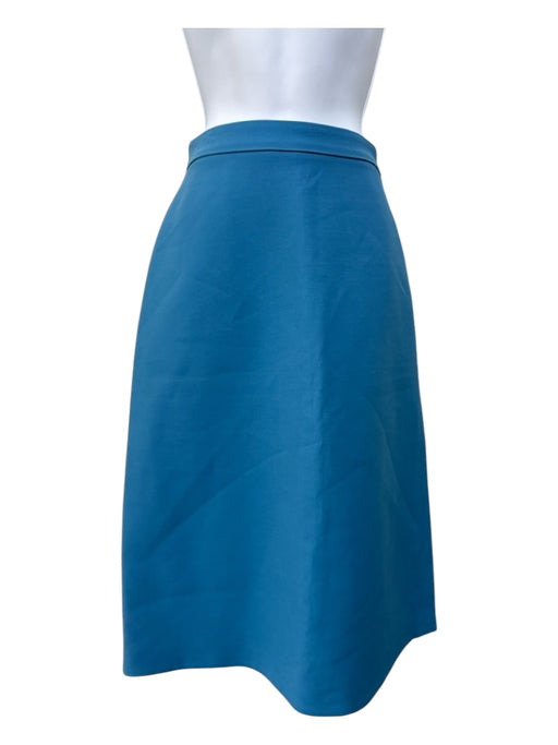 Gucci Size 40 Blue Silk Blend Logo Roman Numeral Mid Length Skirt Blue / 40