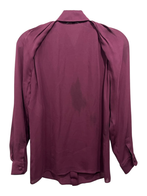 Gucci Size 38 Burgundy Silk Button Down Sheer Long Sleeve Top Burgundy / 38