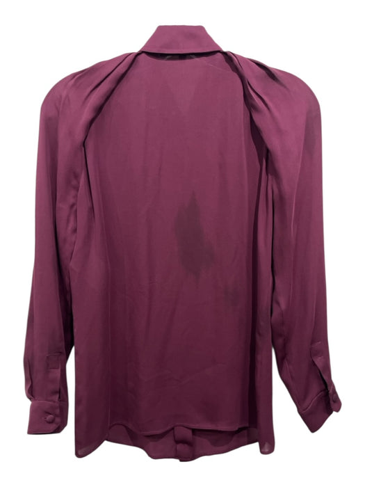 Gucci Size 38 Burgundy Silk Button Down Sheer Long Sleeve Top Burgundy / 38