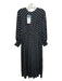 Rixo Size S Black & White Silk Polka Dots Pleated Slit Dress Black & White / S