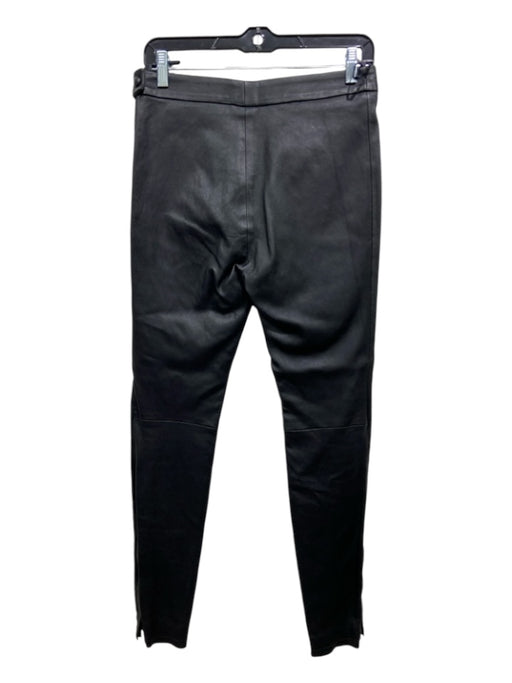 Valentino Size 42 Black Leather Side Zip Pants Black / 42