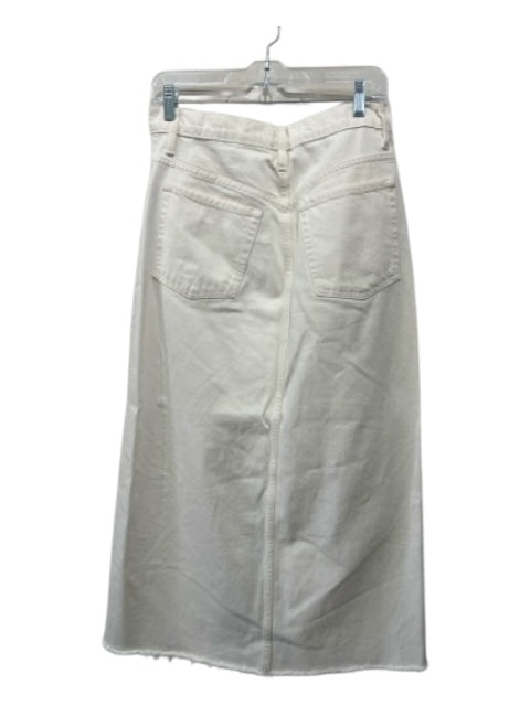 Frame Size 28 Ecru Cotton Zip Fly Frayed Hem Skirt Ecru / 28