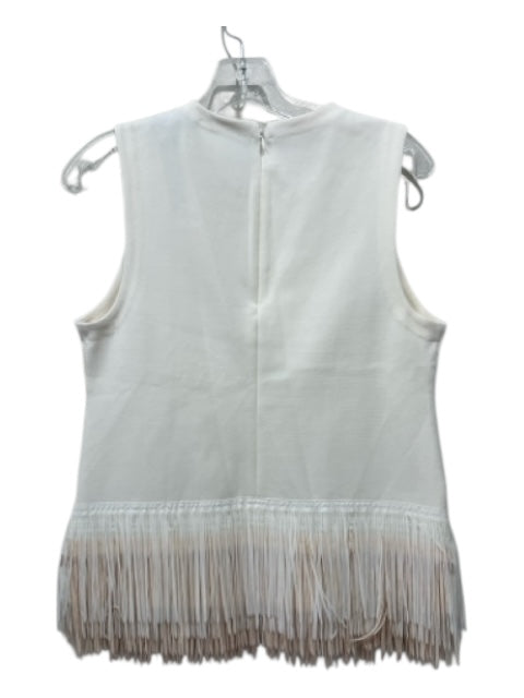 J. Crew Size S Cream Cotton & Nylon Sleeveless Back Zip Fringe hem Darted Top Cream / S