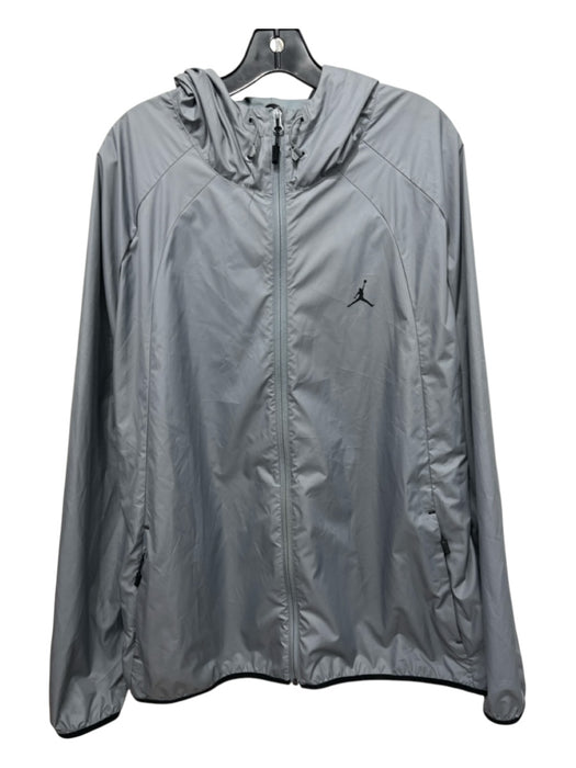 Jordan Size XXL Gray Synthetic Solid Windbreaker Zip Up Men's Jacket Gray / XXL