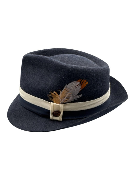 Goorin Bros Navy Blue & White Wool Solid Fedora Men's Hat Navy Blue & White