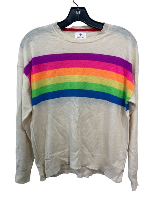 Sundry Size 1 Cream & Multi Wool Blend Long Sleeve Rainbow Scalloped Sweater Cream & Multi / 1