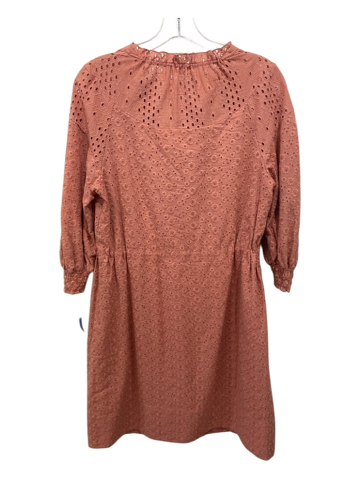 See By Chloe Size XS/36 Burnt Orange Cotton 1/2 Sleeve Eyelet Neck Tie Dress Burnt Orange / XS/36