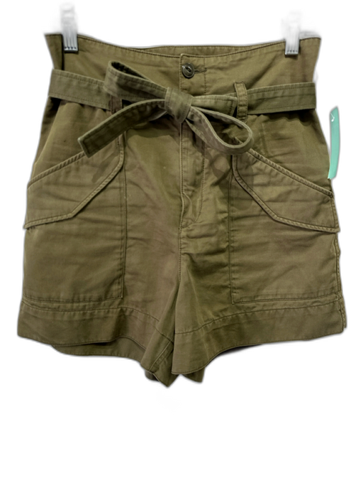 Rag & Bone Size 24 Olive Green Cotton Zip Fly High Rise Patch Pocket Sash Shorts Olive Green / 24