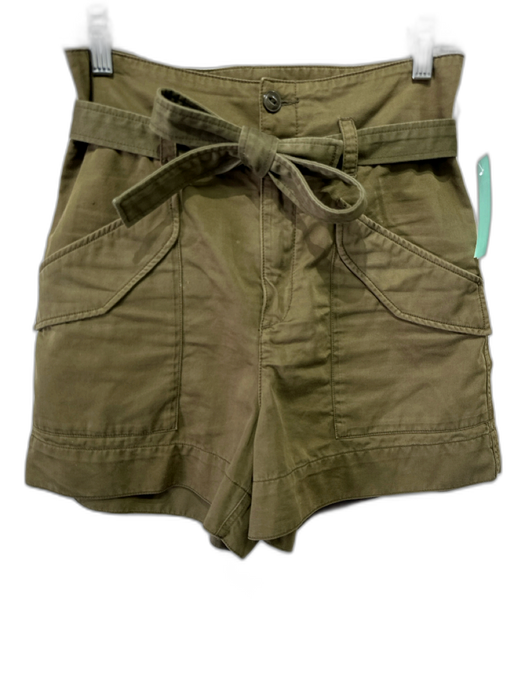 Rag & Bone Size 24 Olive Green Cotton Zip Fly High Rise Patch Pocket Sash Shorts Olive Green / 24