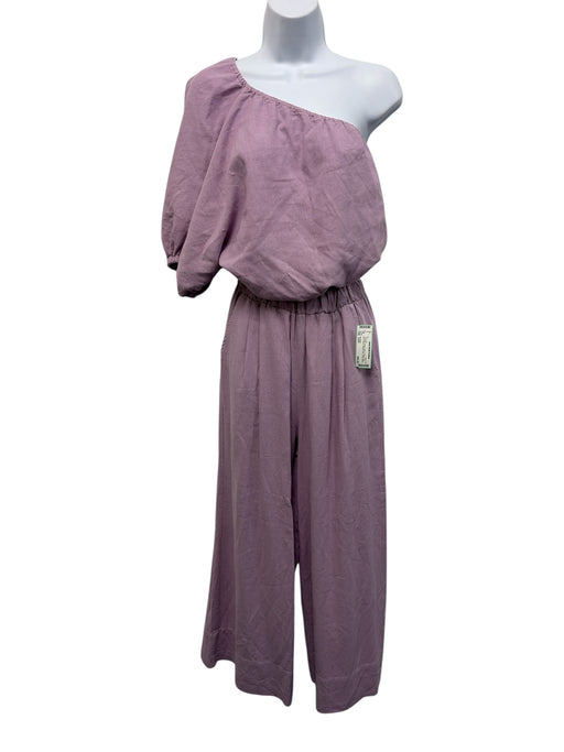 Stateside Size S/XS Lavender Purple Linen & Rayon One Short Sleeve Pant Set Lavender Purple / S/XS