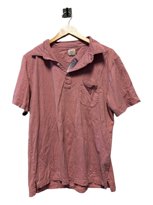 Faherty Size XL Pink & Blue Cotton Striped Quarter Button Collar Shirt XL
