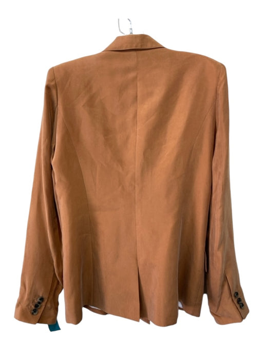 Smythe Size 6 Camel Brown Rayon Blazer Shoulder Pads Button Front Jacket Camel Brown / 6