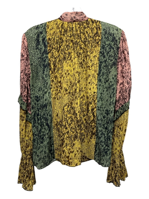 Alexis Size XS Pink, Yellow & Green Polyester Long Balloon Sleeve Skirt Set Pink, Yellow & Green / XS