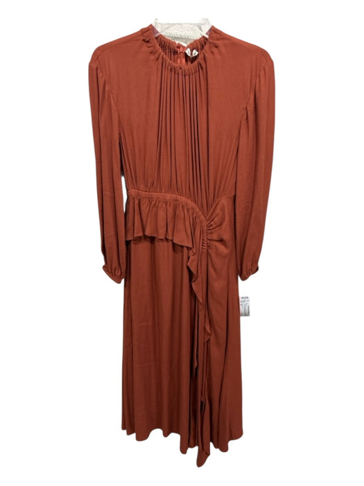 Ulla Johnson Size XS Terra Cotta Orange Viscose & Polyester Long Sleeve Dress Terra Cotta Orange / XS