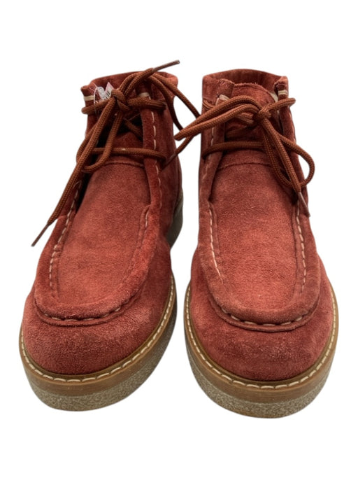 Sundance Shoe Size 37 Rust Red & Brown Suede Lace Up Ankle Moccasin Booties Rust Red & Brown / 37