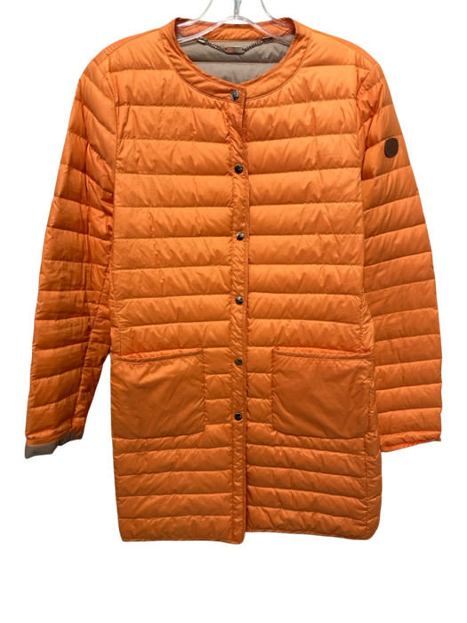 Gimo's Size 44 Orange Polyester Blend Down Fill Snap Button Front Long Jacket Orange / 44