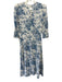 Reformation Size s / 4 Cream White & Blue Viscose Floral 3/4 Sleeve Dress Cream White & Blue / s / 4
