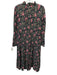 La Vie Size L Black, Green & Pink Print Cotton Metallic Thread Long Sleeve Dress Black, Green & Pink Print / L